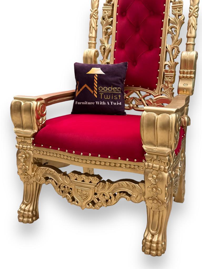 Luxurious High Back Throne Chair - WoodenTwist