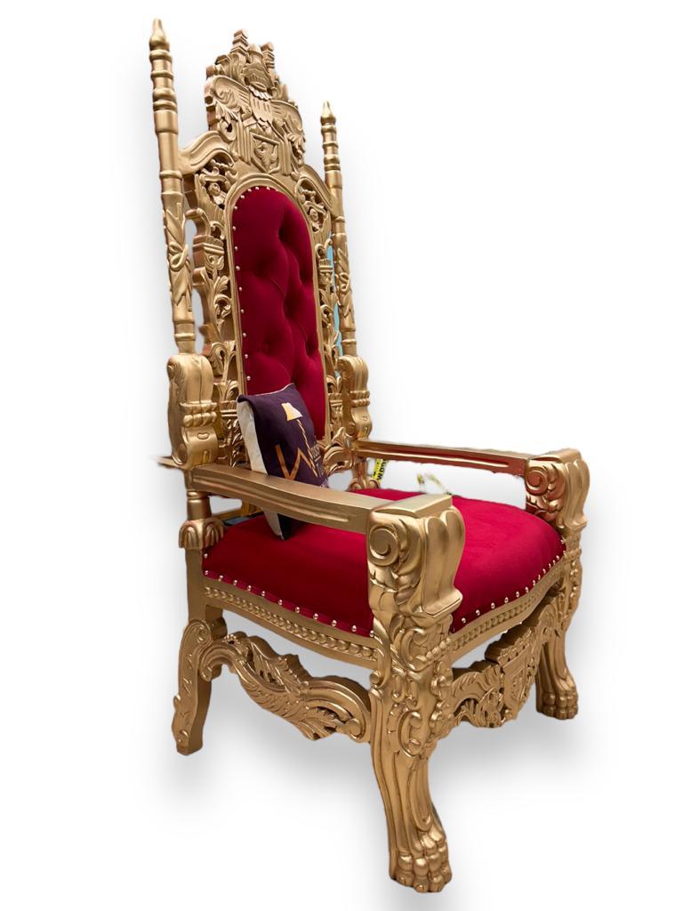 Luxurious High Back Throne Chair - WoodenTwist