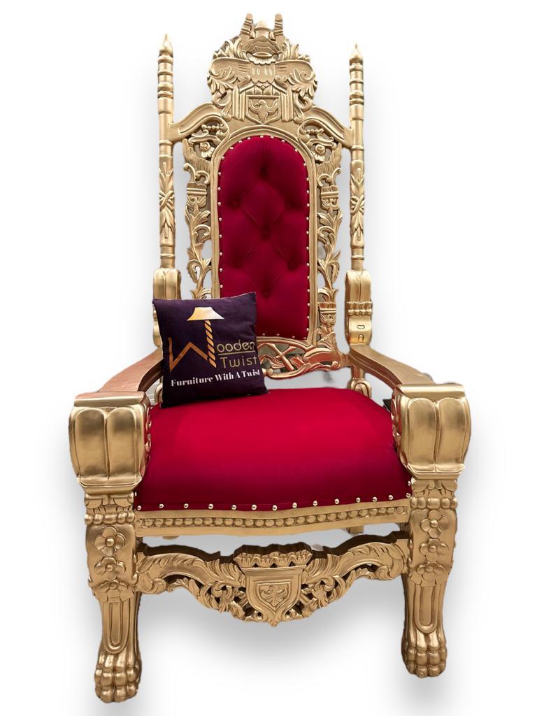 Luxurious High Back Throne Chair - WoodenTwist