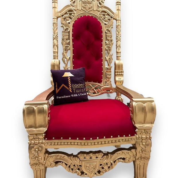 Luxurious High Back Throne Chair - WoodenTwist