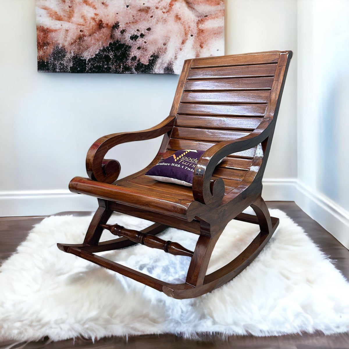 Handmade sheesham wood rocking chair
