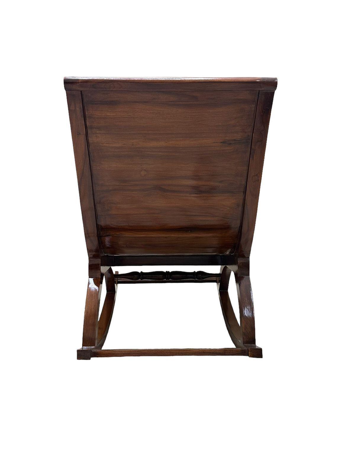 Wooden Twist Realm Handmade Sheesham Wood Honey Finish Rocking Chair Brown