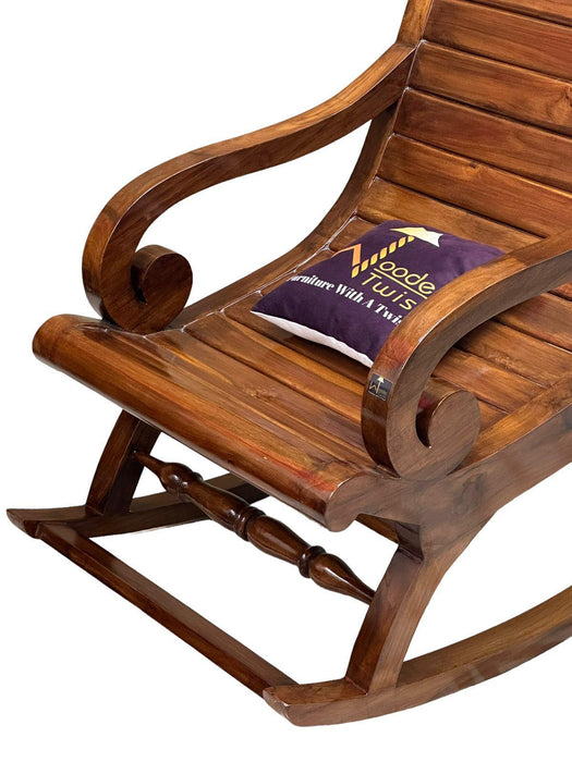 Buy Wooden Twist Realm Handmade Sheesham Wood Honey Finish Rocking ...