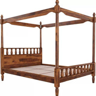 Wooden Twist Eccentric Handmade Teak Wood Poster Bed ( Brown ) - WoodenTwist