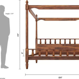 Wooden Twist Eccentric Handmade Teak Wood Poster Bed ( Brown ) - WoodenTwist