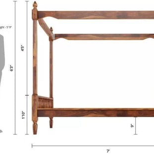 Wooden Twist Eccentric Handmade Teak Wood Poster Bed ( Brown ) - WoodenTwist