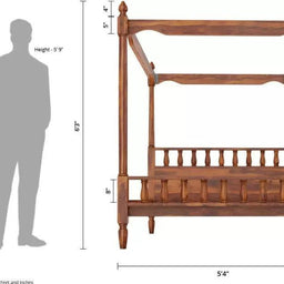Wooden Twist Eccentric Handmade Teak Wood Poster Bed ( Brown ) - WoodenTwist