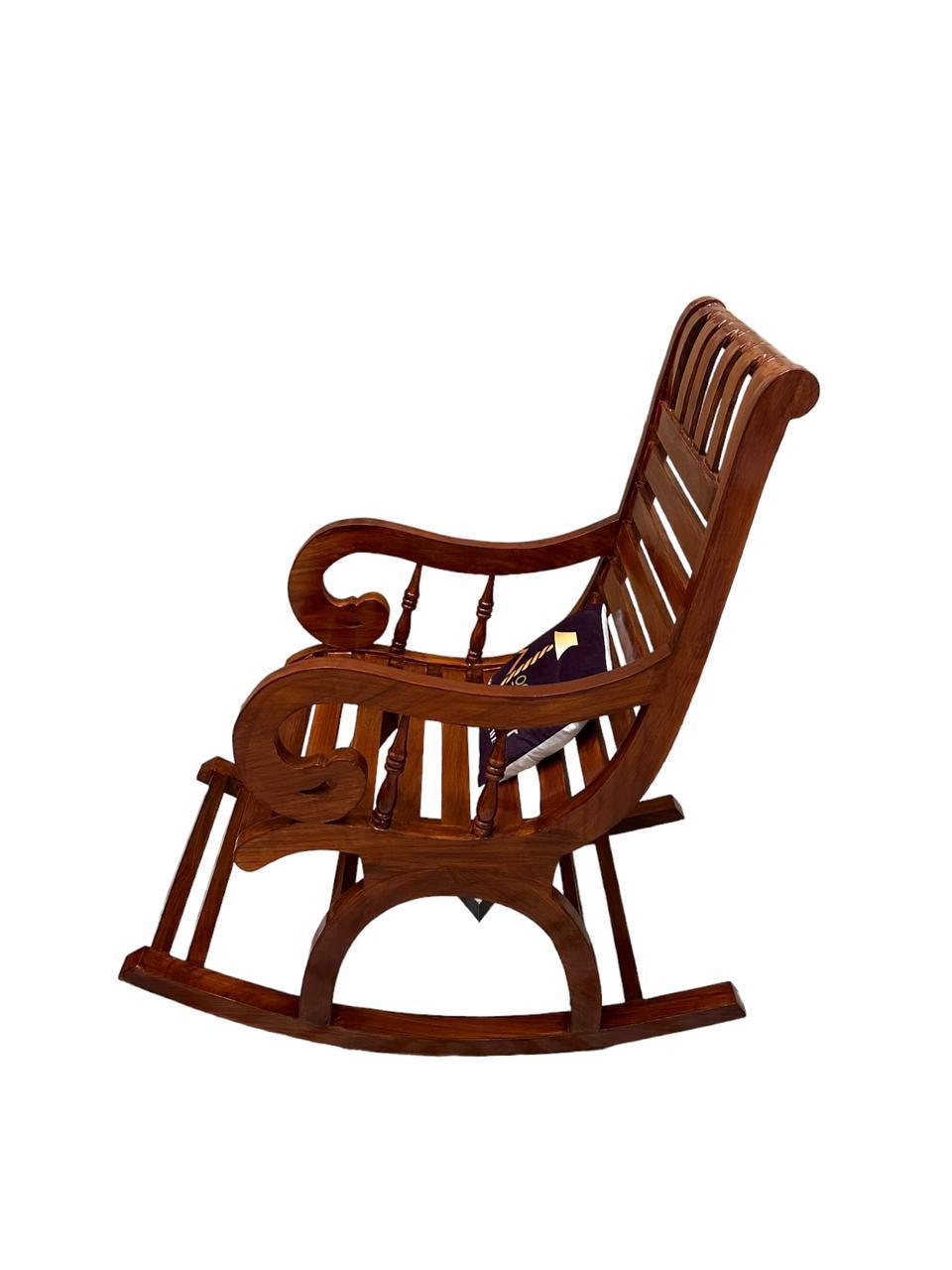 Buy Wooden Twist Lurch Handmade Teak Wood Honey Finish Rocking Chair ...