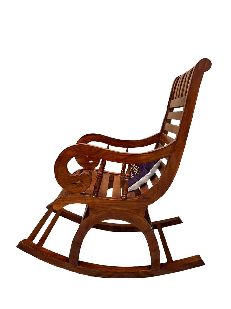 Buy Wooden Twist Lurch Handmade Teak Wood Honey Finish Rocking Chair ...