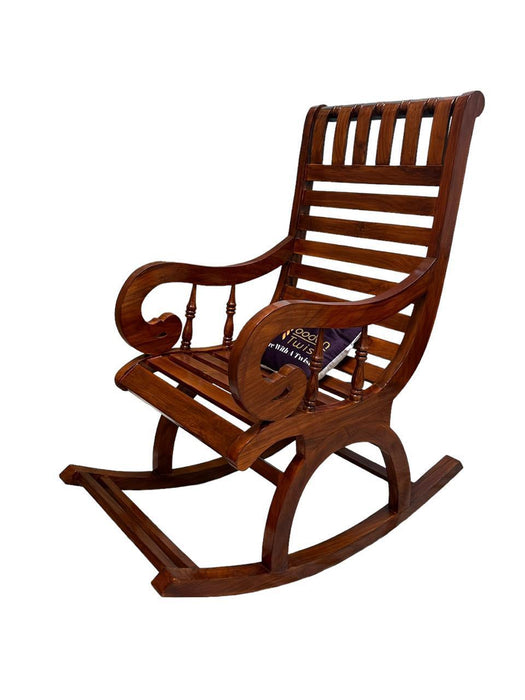Buy Wooden Twist Lurch Handmade Teak Wood Honey Finish Rocking Chair ...
