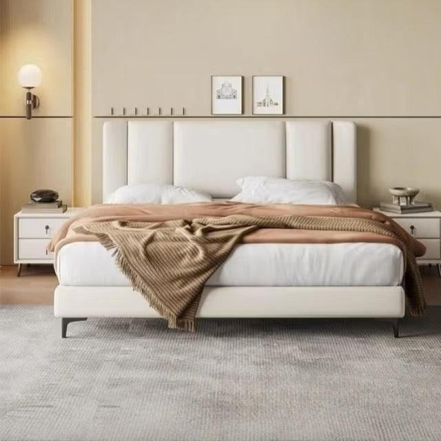 A sturdy frame and an upholstered headboard