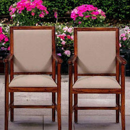 Wooden Twist Might Handmade Sheesham Wood Comfort Seating Armrest Chair (Set of 2) - WoodenTwist