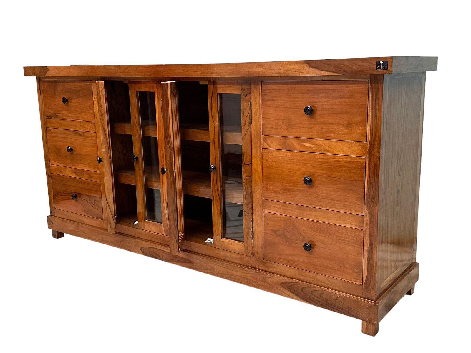 Lucullan Teak Wood Sideboard - closed doors view