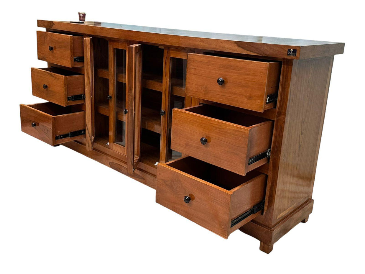 Lucullan Teak Wood Sideboard - side angle view