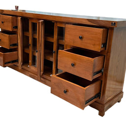 Lucullan Teak Wood Sideboard - side angle view