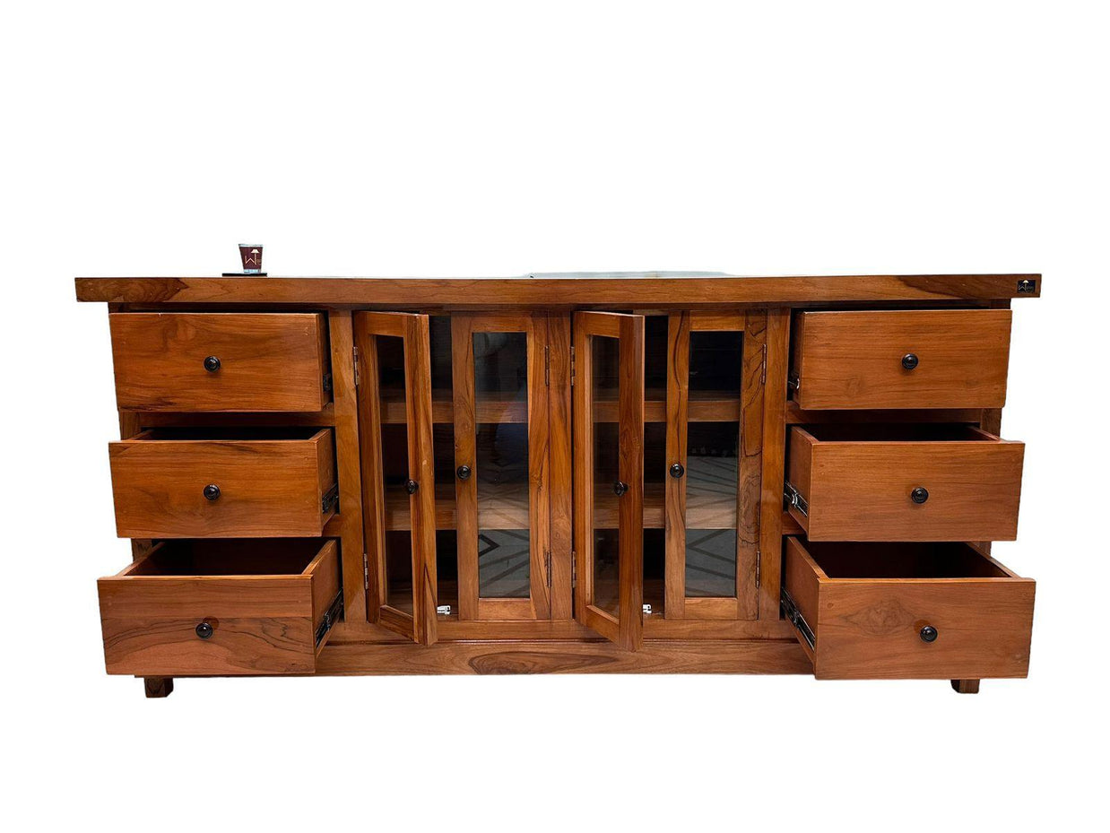 Lucullan Teak Wood Sideboard - premium teak wood craftsmanship