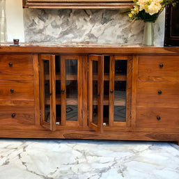Lucullan Teak Wood Sideboard Crockery Cabinet - front view