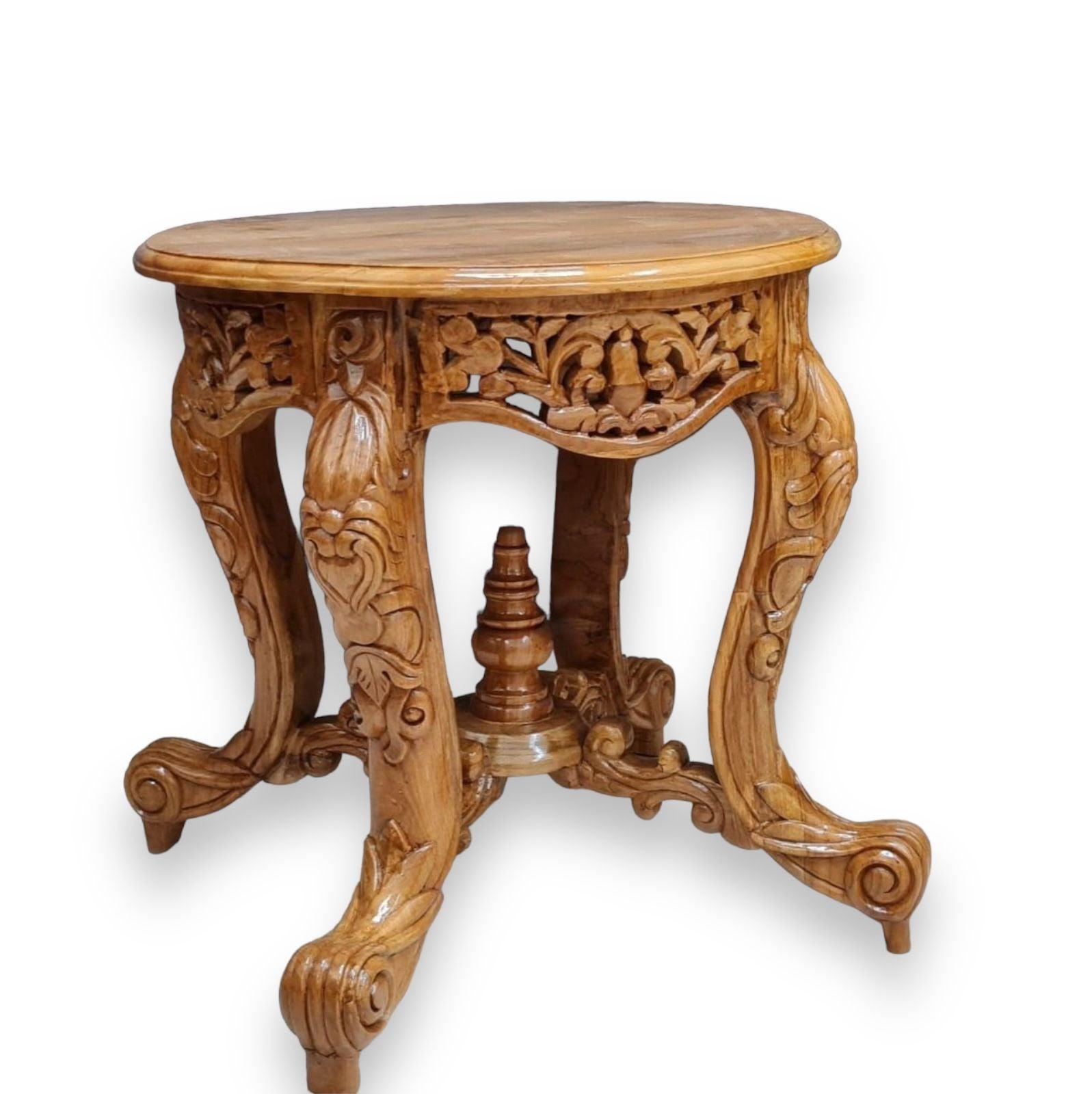 Hand Carved Bedside End Table