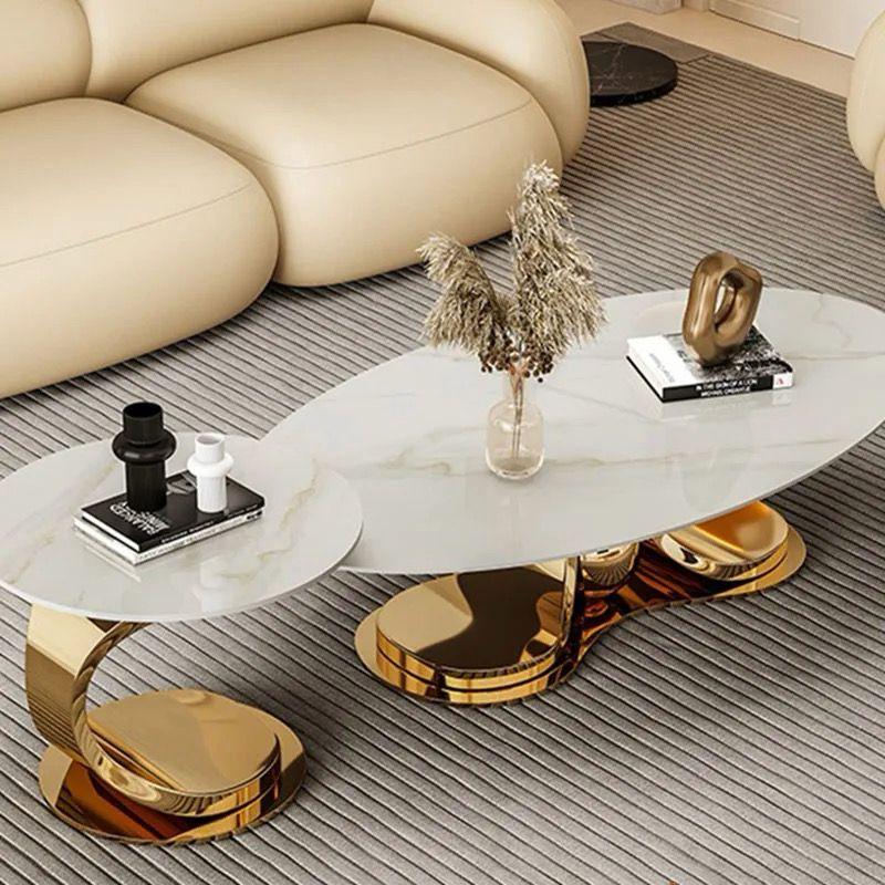 Wooden Twist Butterfly Shape Coffee Table Marble Top and Golden Finish Elegant Centerpiece for Your Living Room Decor - WoodenTwist