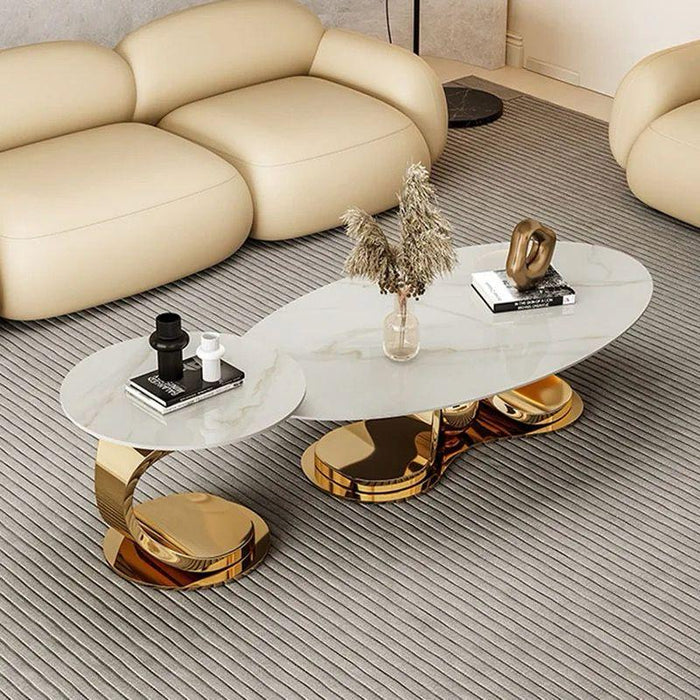 Wooden Twist Butterfly Shape Coffee Table Marble Top and Golden Finish Elegant Centerpiece for Your Living Room Decor - WoodenTwist