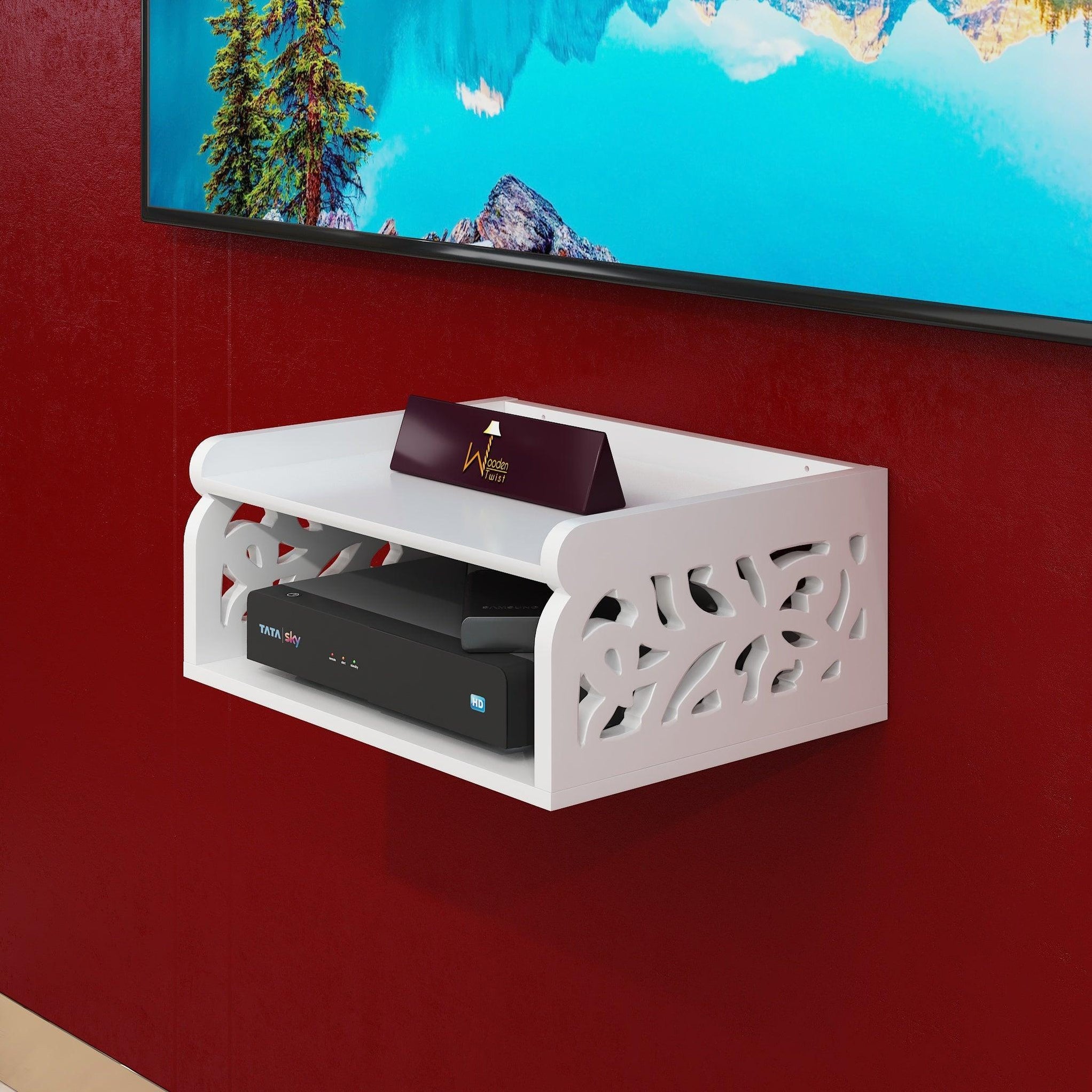 Buy Wooden Beautiful Design Set top box Wall Shelf Online-Set Top Box ...