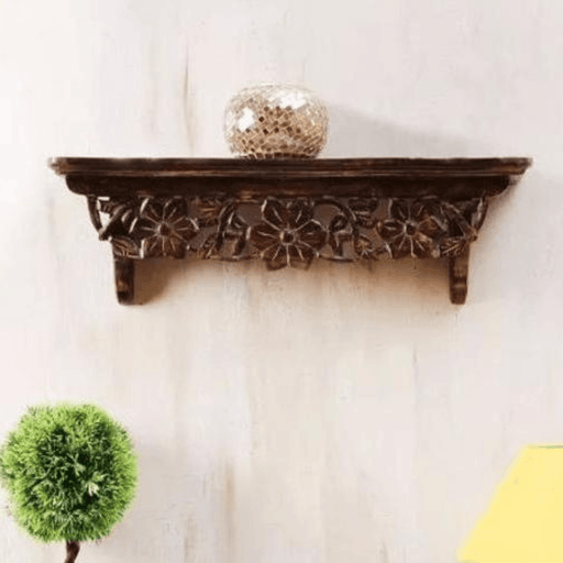 Hand Carved Solid Wood Floating Wall Bracket Book Rack by Wooden Twist - WoodenTwist