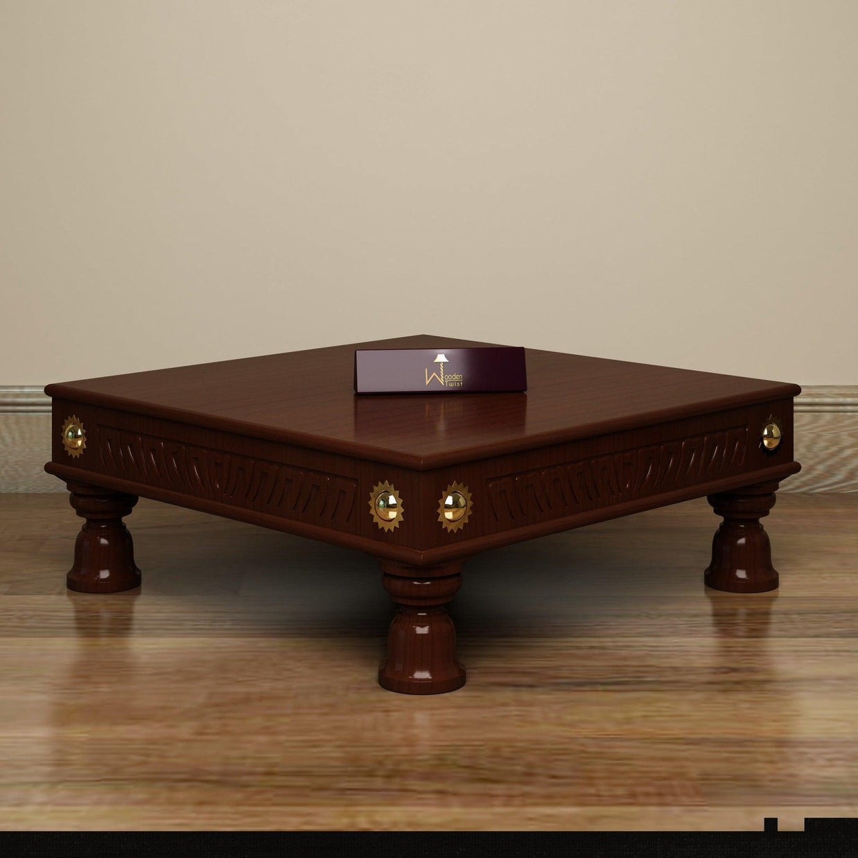 Wooden Twist Handmade Beautiful Design Chowki (Teak Wood) - WoodenTwist