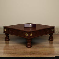 Wooden Twist Handmade Beautiful Design Chowki (Teak Wood) - WoodenTwist