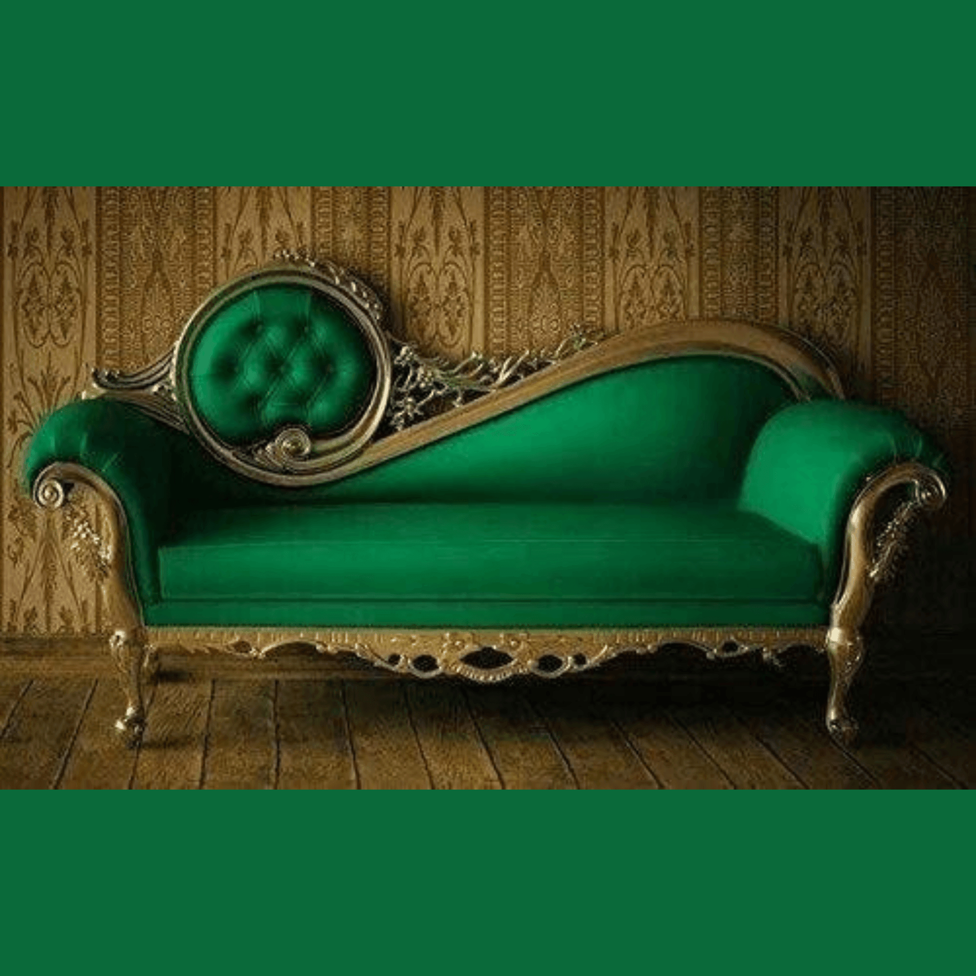 Wooden Twist Victorian Style Teak Wood Chaise Lounge Couch - front view