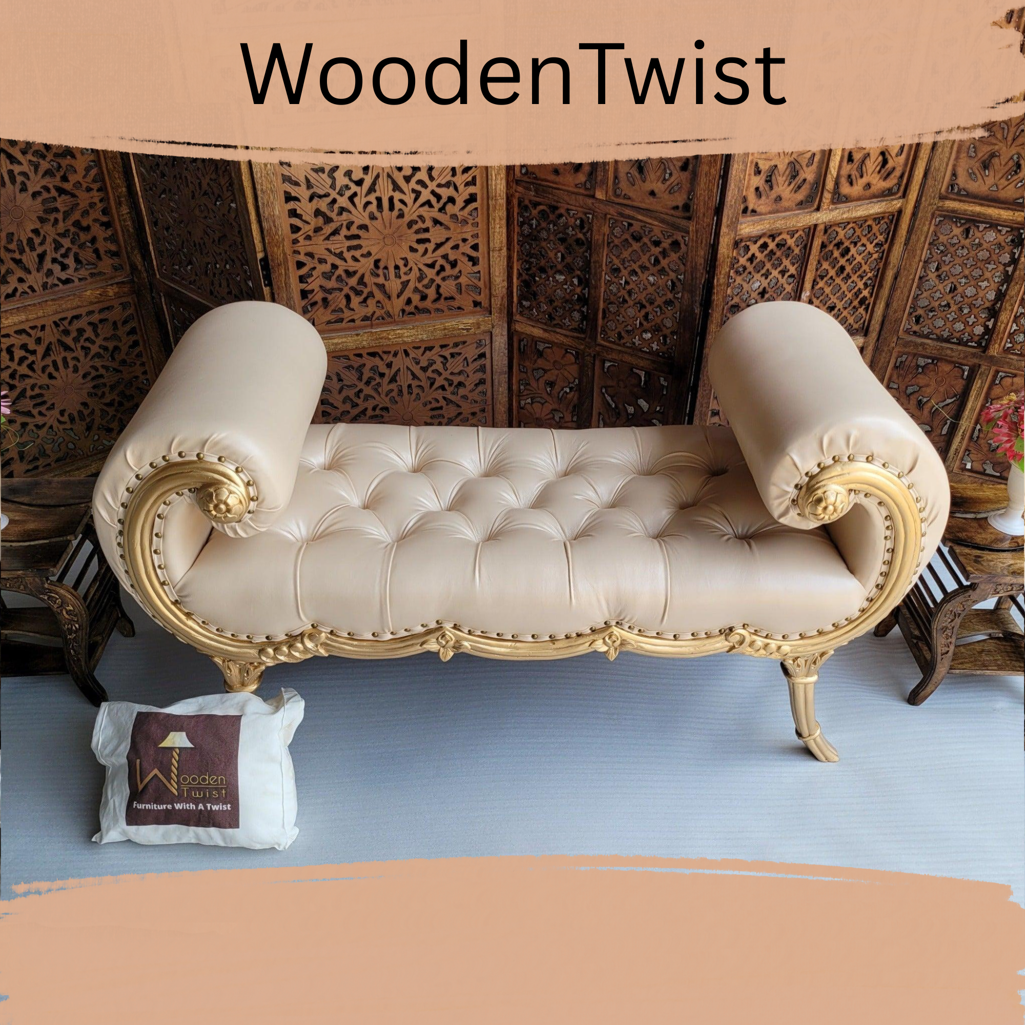 Montérno Sheesham Wood 2 Seater Bench Couch - WoodenTwist
