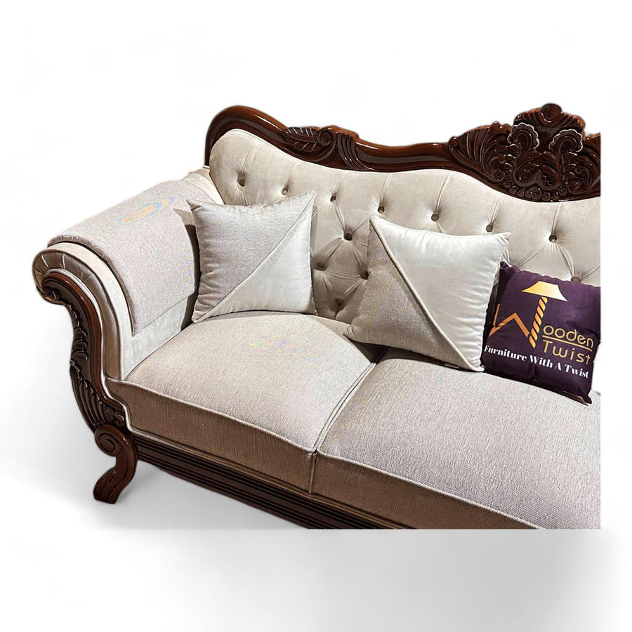 Teak wood with jute and velvet fabric