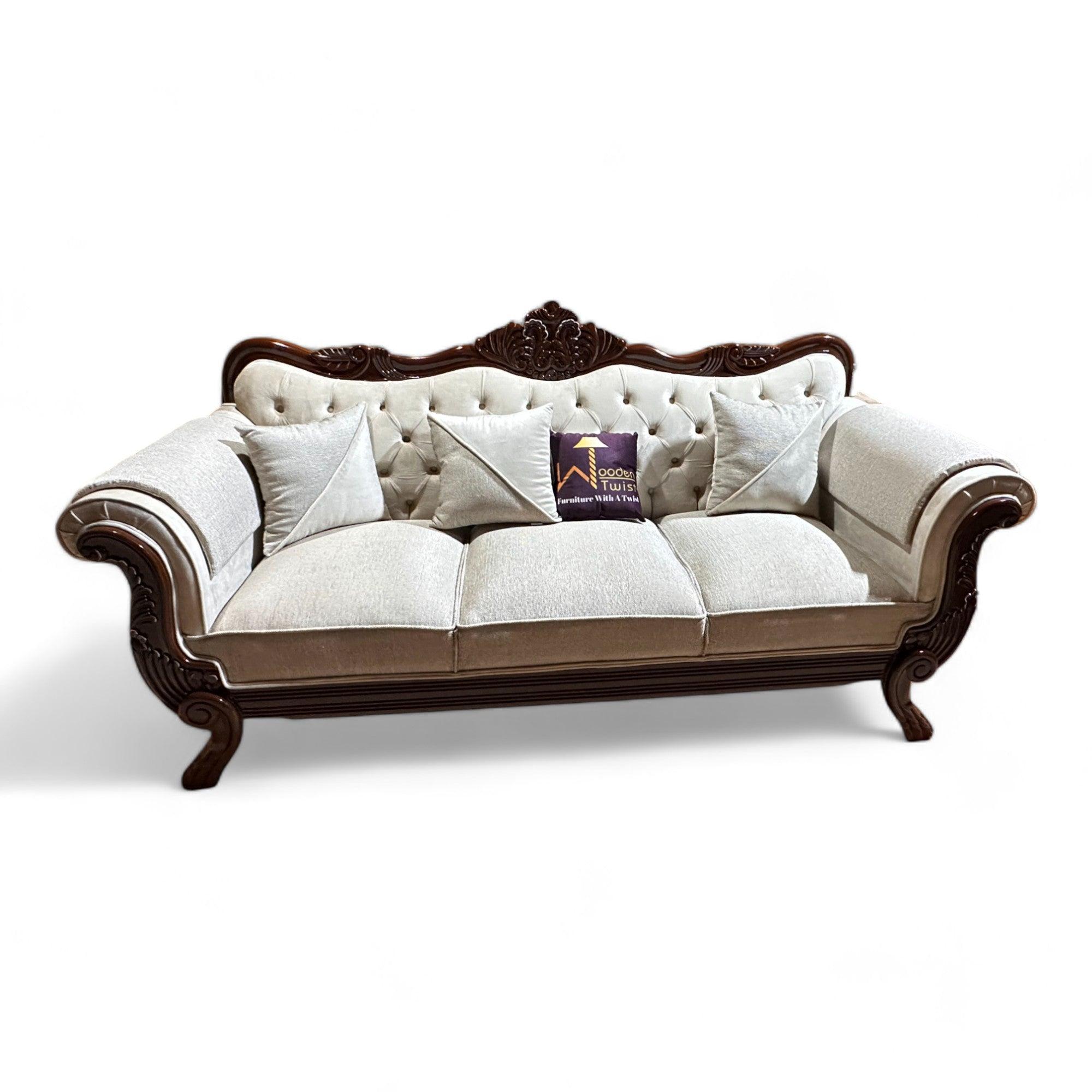 Upholstered Teak Sofa