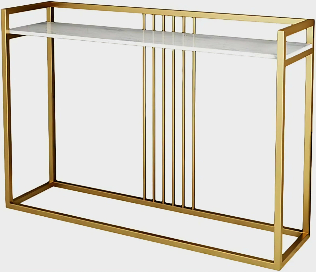Wooden Twist Carvel Cross Modern Stylish Golden Metallic MDF Laminated Top Console Table - WoodenTwist