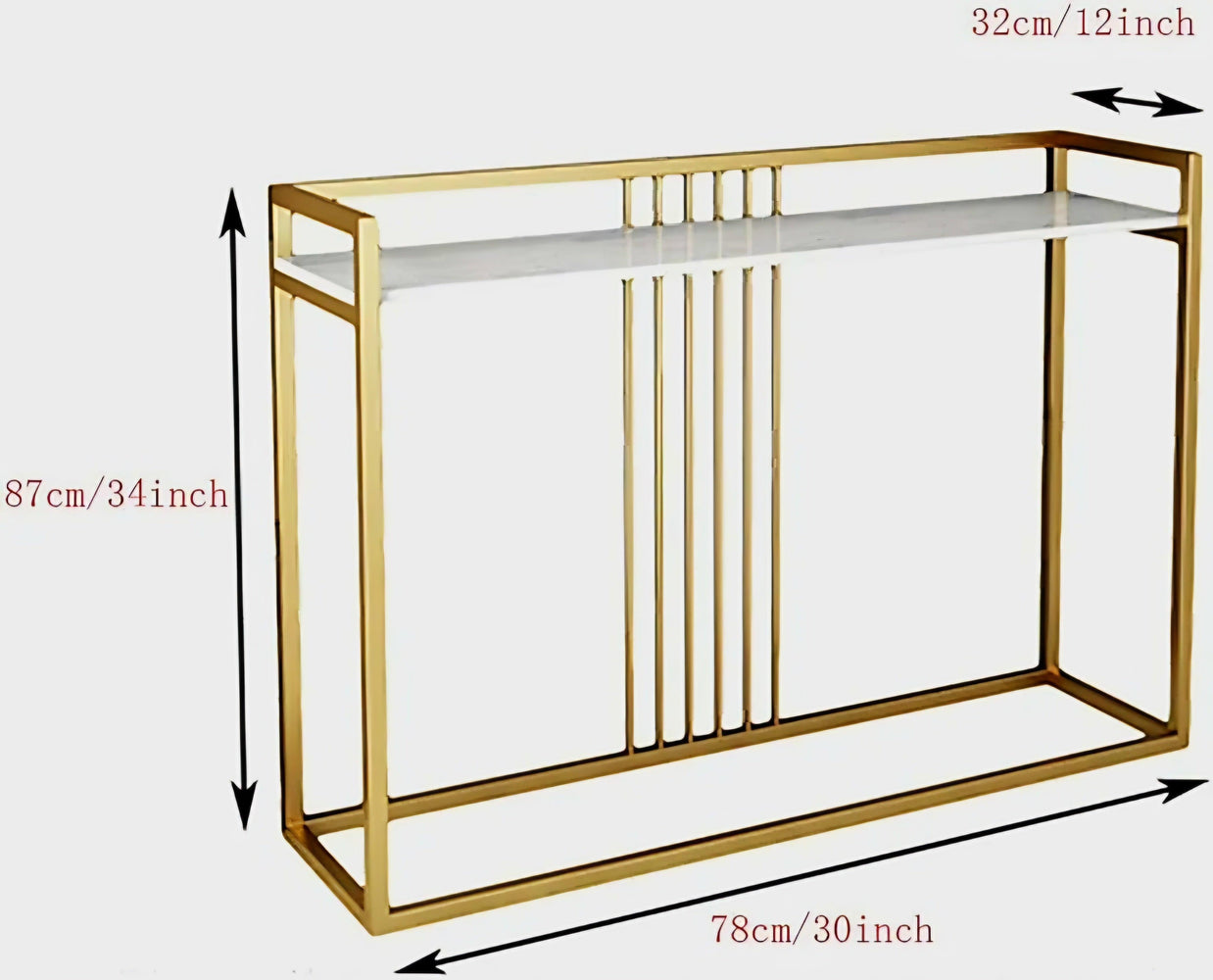 Wooden Twist Carvel Cross Modern Stylish Golden Metallic MDF Laminated Top Console Table - WoodenTwist