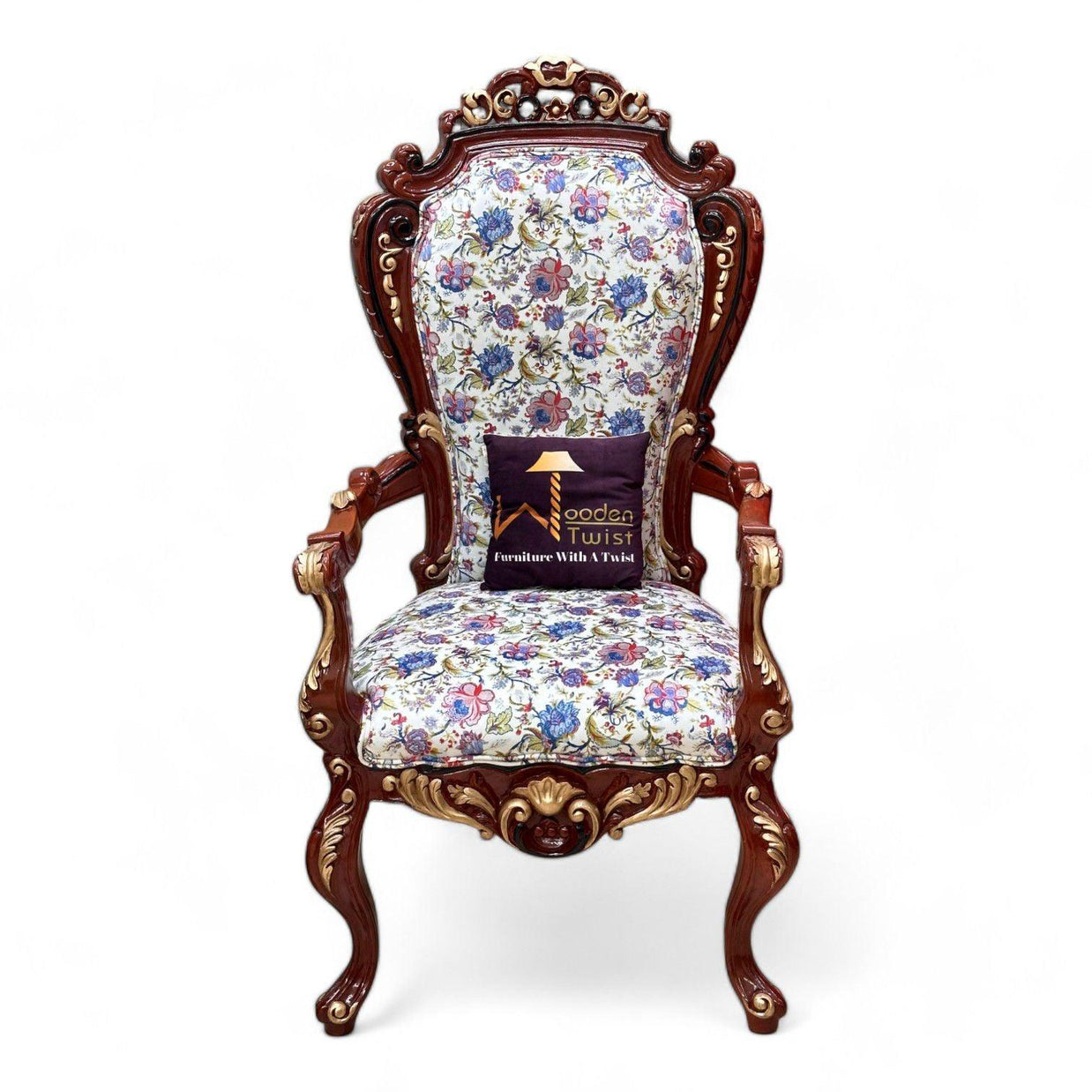 Wooden Twist Embossed Armchair Set of 2