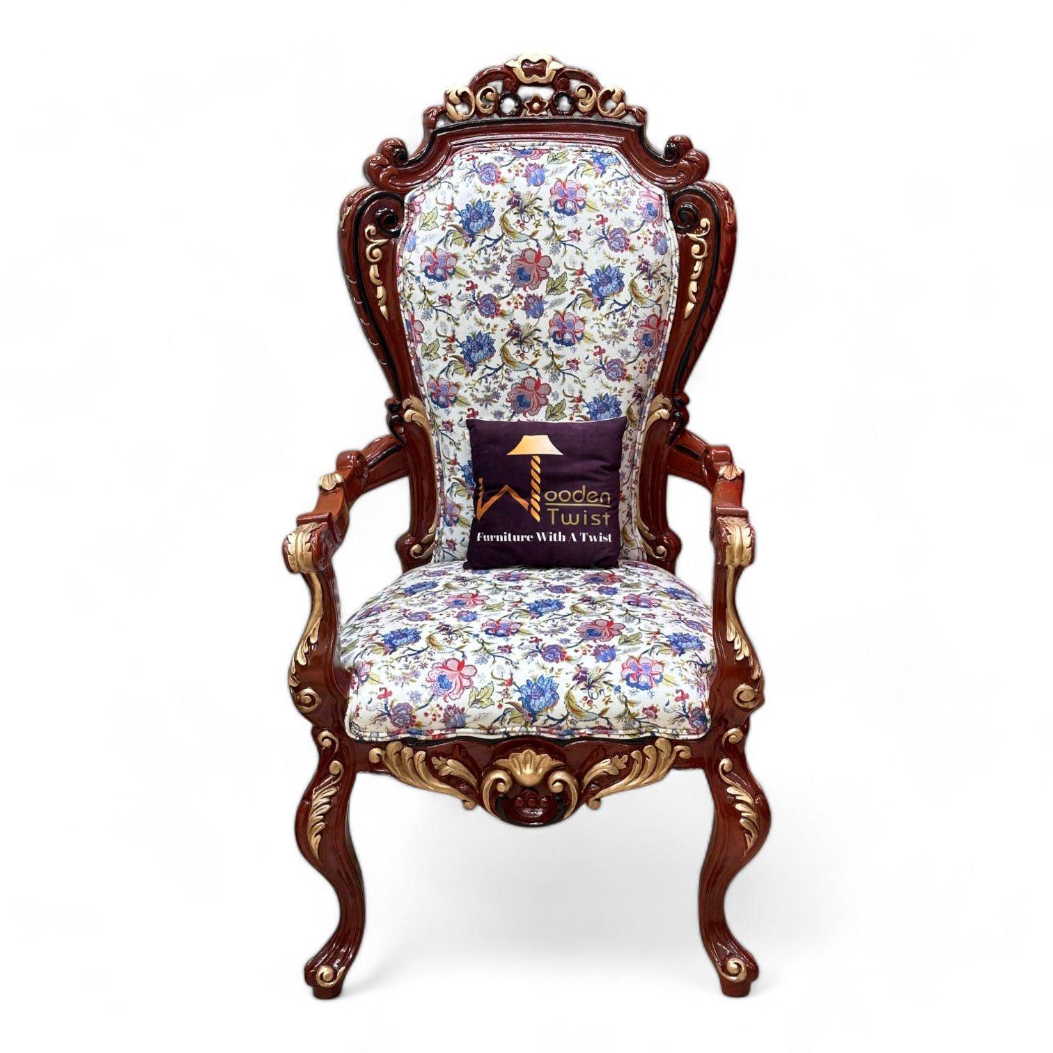 Wooden Twist Embossed Armchair Set of 2