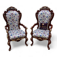 Wooden Twist Embossed Armchair Set of 2