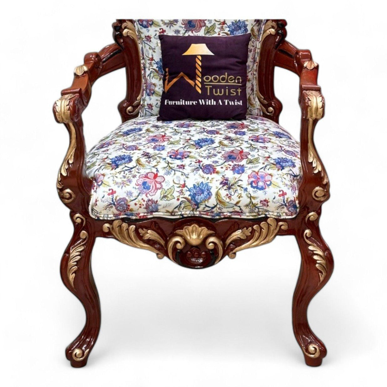 Wooden Twist Embossed Armchair Set of 2