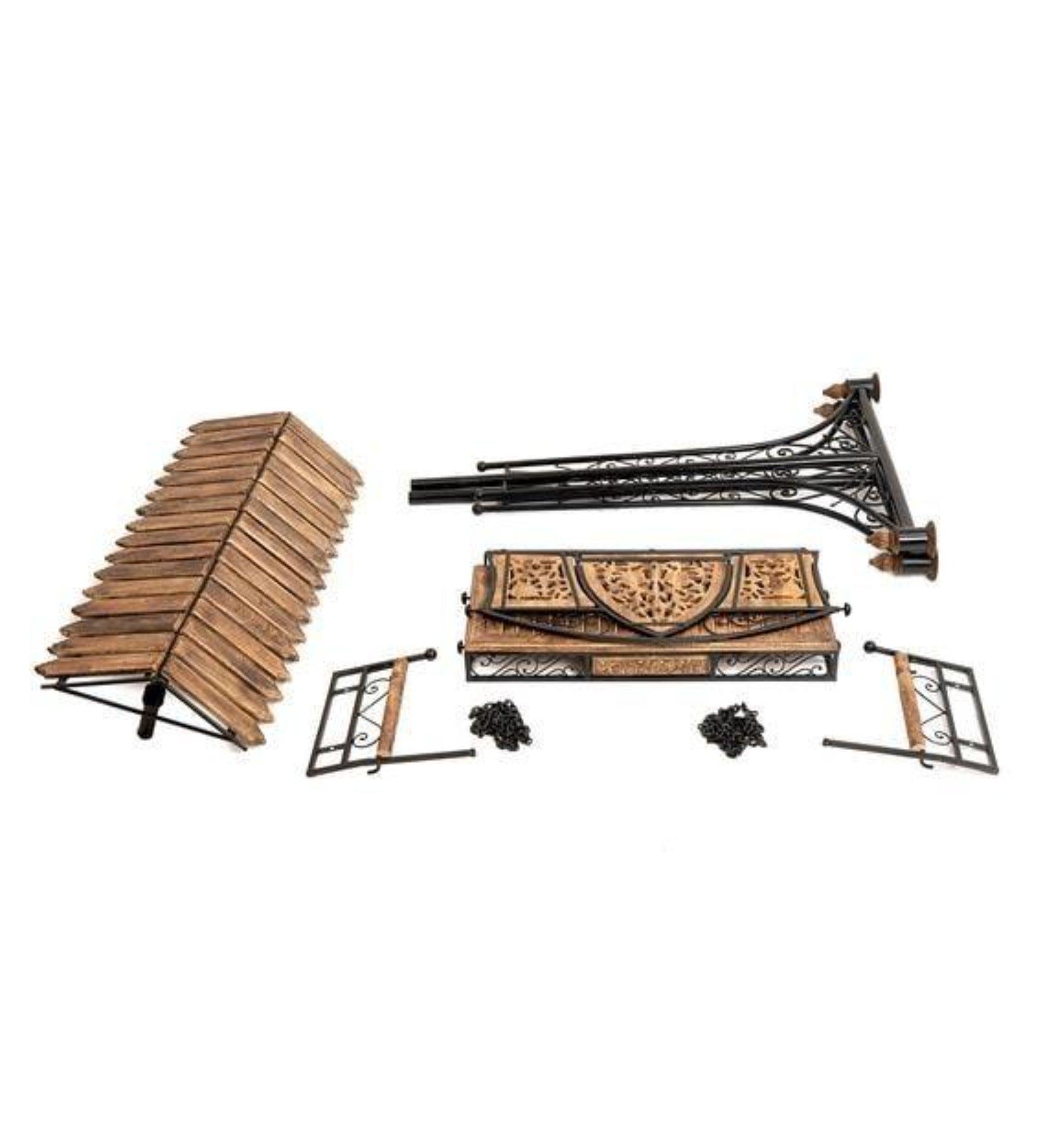 Wooden Twist Solid Wood & Iron Garden Swing 3 Seater - full view