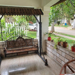 Wooden Twist Garden Swing - outdoor cradle swing view