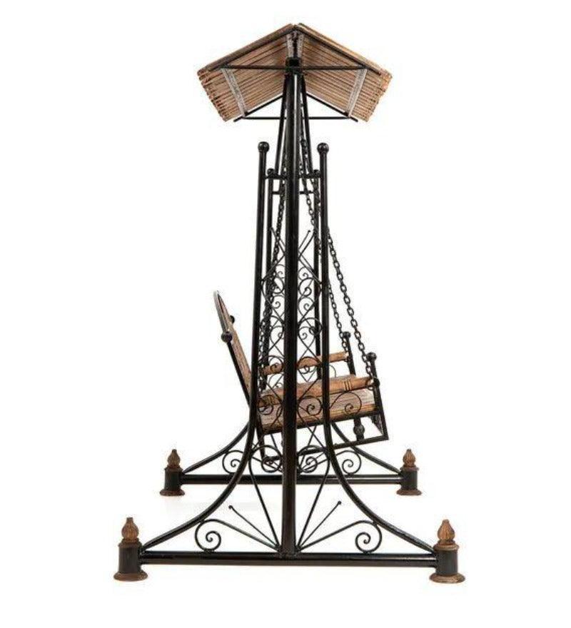Wooden Twist Garden Swing - mango wood seat detail