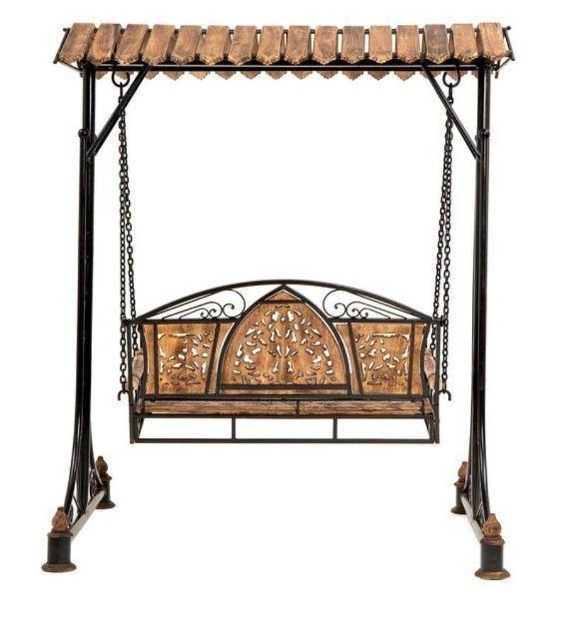 Wooden Twist Garden Swing - patio setting