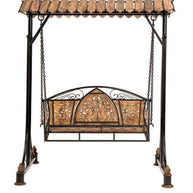 Wooden Twist Garden Swing - patio setting
