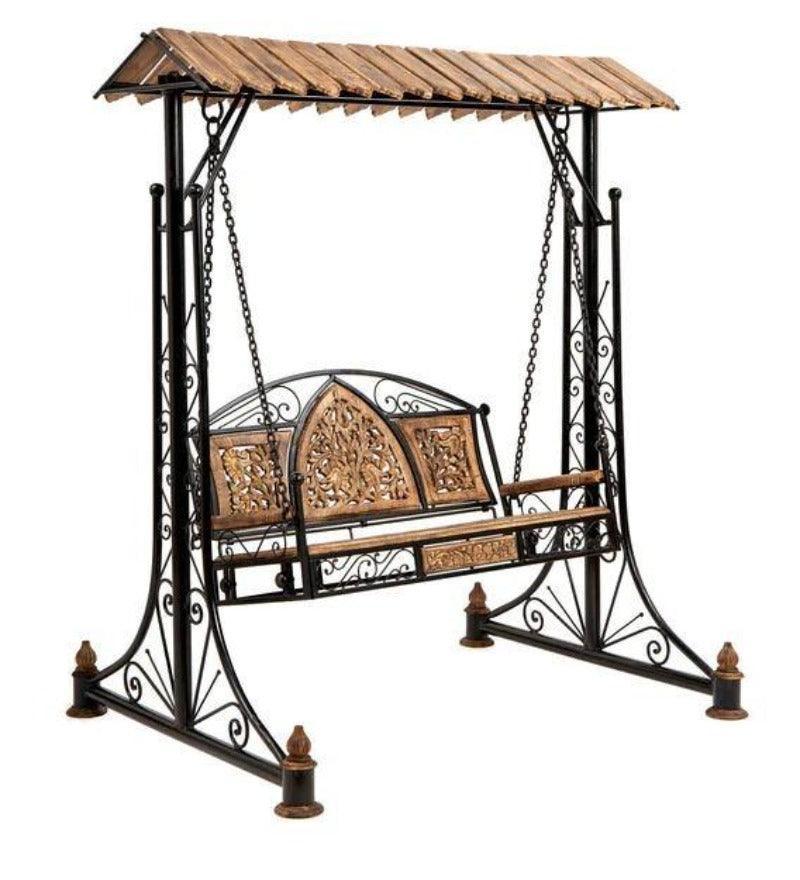 Wooden Twist Garden Swing - 3 seater jhula front view