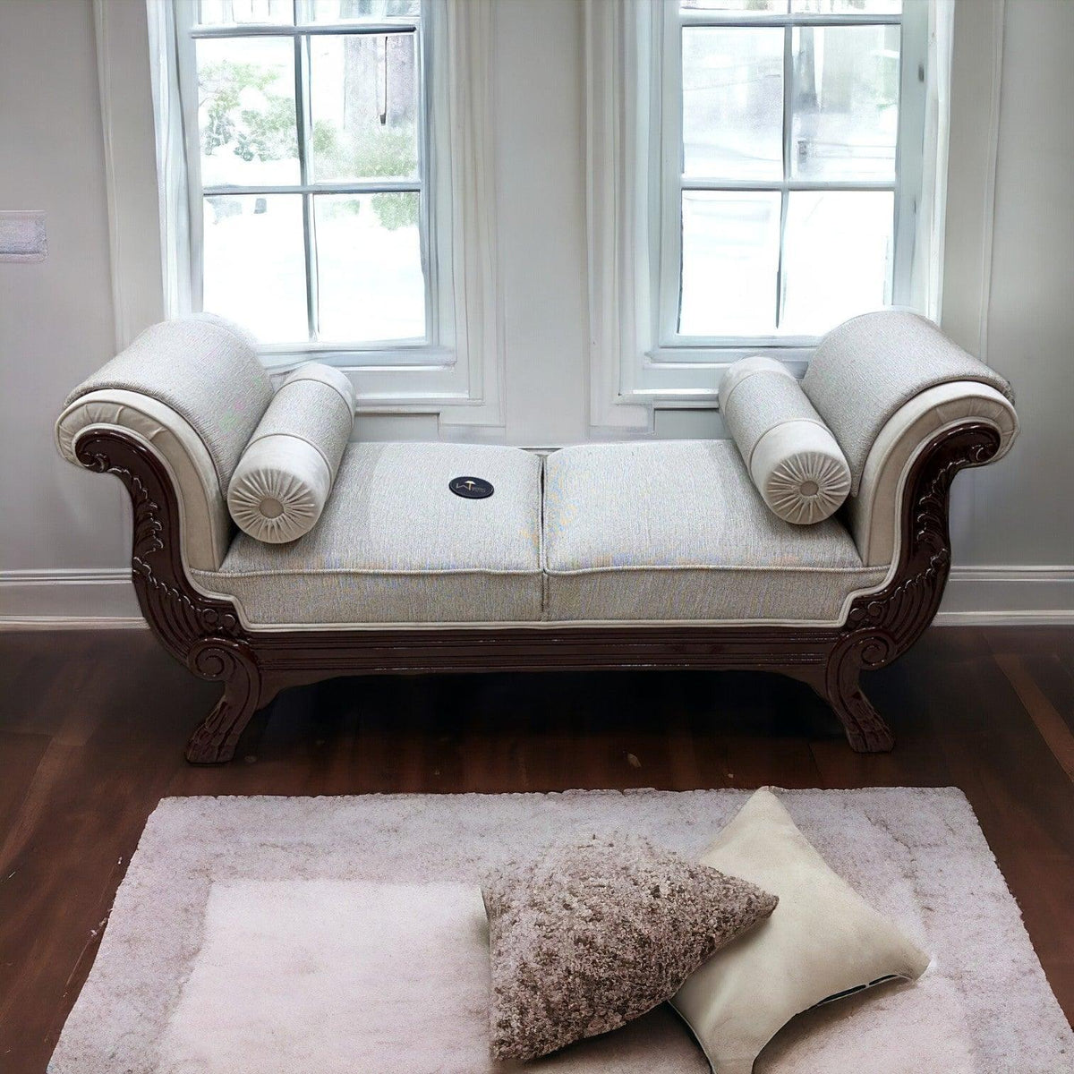 Magnifica hand carved teak 2 seater bench