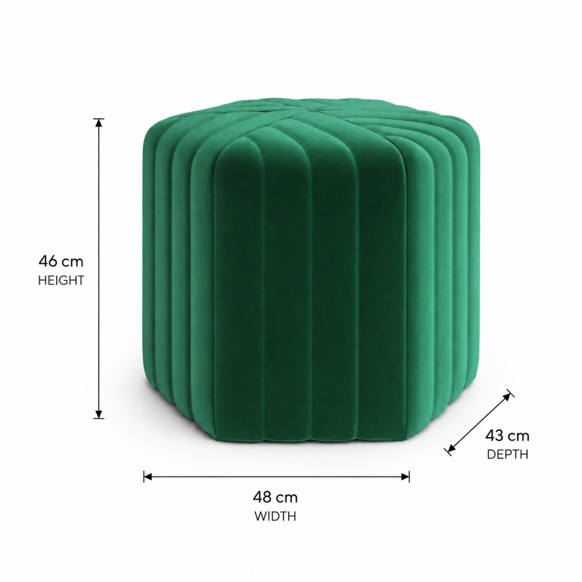 Wooden Twist Lucid Hexagonal Shape Solid Wood Pouf Ottoman Stool - WoodenTwist