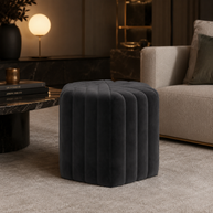 Wooden Twist Lucid Hexagonal Shape Solid Wood Pouf Ottoman Stool - WoodenTwist