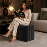 Wooden Twist Lucid Hexagonal Shape Solid Wood Pouf Ottoman Stool - WoodenTwist