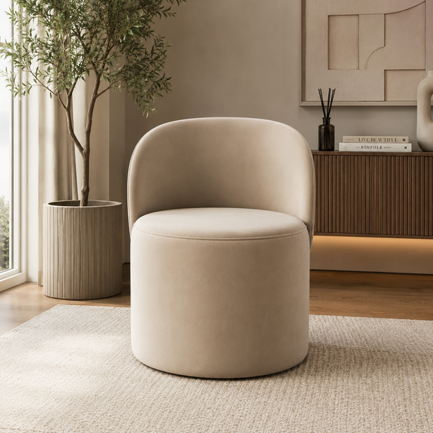 Wooden Twist Luxe Round Velvet Accent Chair