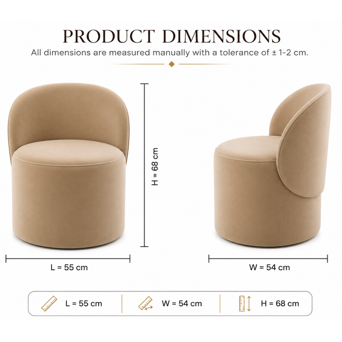 Wooden Twist Luxe Round Velvet Accent Chair